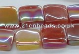 CAB539 15.5 inches 15*15mm square AB-color red agate beads wholesale