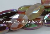 CAB541 15.5 inches 12*20mm faceted oval AB-color red agate beads