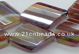 CAB543 22*28mm twisted & faceted diamond AB-color red agate beads