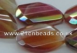 CAB544 22*30mm twisted & faceted teardrop AB-color red agate beads