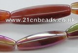 CAB551 15.5 inches 10*35mm faceted rice AB-color red agate beads