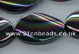 CAB560 15.5 inches 20*30mm twisted oval AB-color black agate beads