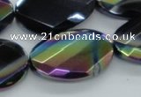 CAB562 20*30mm twisted & faceted oval AB-color black agate beads