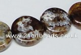 CAB628 15.5 inches 20mm flat round leopard skin agate beads wholesale