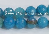 CAB655 15.5 inches 12mm faceted round fire crackle agate beads