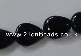 CAB747 15.5 inches 13*18mm flat teardrop black agate gemstone beads
