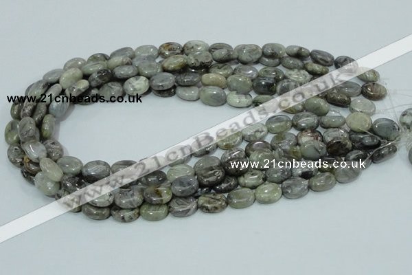 CAB80 15.5 inches 10*14mm oval silver needle agate gemstone beads