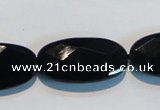 CAB808 15.5 inches 15*30mm faceted oval black gemstone agate beads