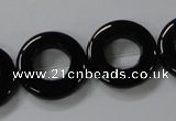 CAB855 15.5 inches 20mm donut black agate gemstone beads wholesale