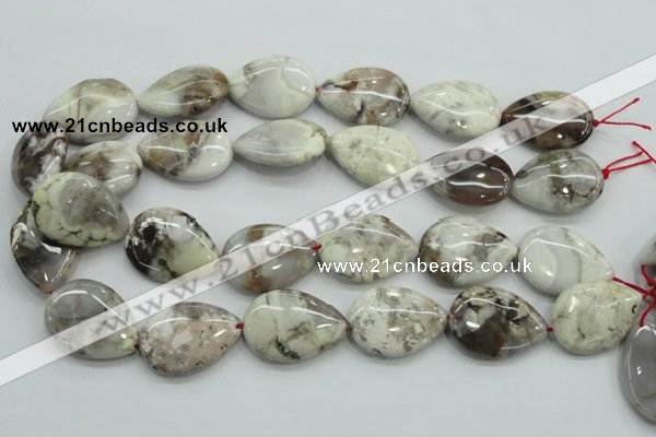 CAB963 15.5 inches 22*30mm flat teardrop ocean agate gemstone beads