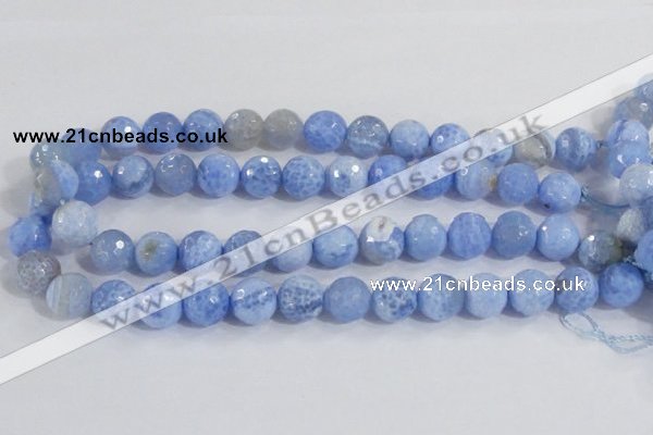 CAB974 15.5 inches 12mm faceted round fire crackle agate beads