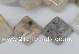 CAG1105 15.5 inches 14*14mm diamond bamboo leaf agate beads