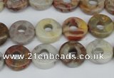 CAG1116 15.5 inches 12mm donut bamboo leaf agate beads wholesale
