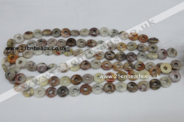 CAG1116 15.5 inches 12mm donut bamboo leaf agate beads wholesale