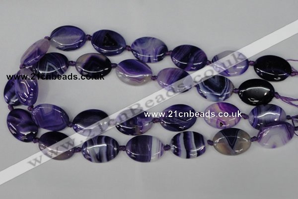 CAG1234 15.5 inches 18*25mm oval line agate gemstone beads