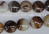 CAG1305 15.5 inches 14mm flat round line agate gemstone beads