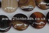 CAG1308 15.5 inches 20mm flat round line agate gemstone beads