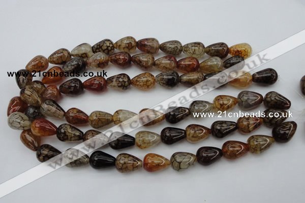 CAG1449 15.5 inches 13*18mm teardrop dragon veins agate beads
