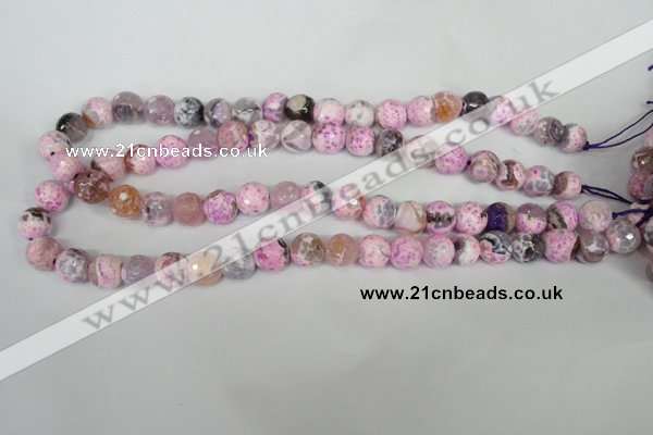 CAG1521 15.5 inches 10mm faceted round fire crackle agate beads