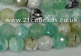 CAG1528 15.5 inches 10mm faceted round fire crackle agate beads