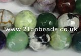 CAG1550 15.5 inches 14mm faceted round fire crackle agate beads