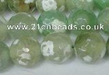 CAG1552 15.5 inches 14mm faceted round fire crackle agate beads