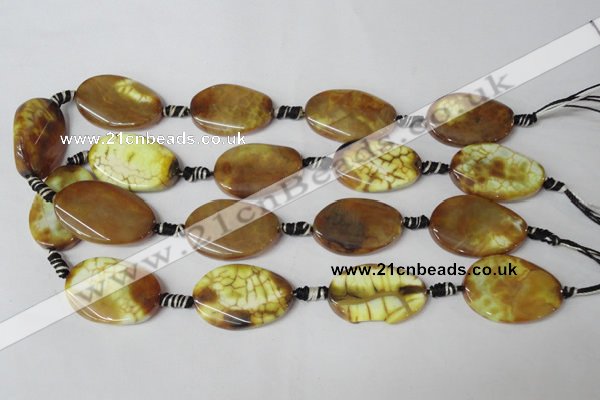 CAG1578 15.5 inches 20*30mm twisted oval fire crackle agate beads