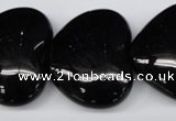 CAG1631 15.5 inches 32*32mm heart black agate gemstone beads