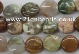 CAG1928 15.5 inches 12mm flat round green magic agate beads