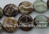 CAG1930 15.5 inches 16mm flat round green magic agate beads
