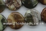 CAG1932 15.5 inches 20mm flat round green magic agate beads