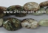 CAG1938 15.5 inches 12*16mm oval green magic agate beads