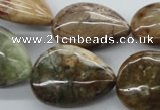 CAG1956 15.5 inches 18*25mm flat teardrop green magic agate beads