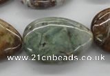 CAG1957 15.5 inches 20*30mm flat teardrop green magic agate beads