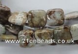 CAG1961 15.5 inches 12*12mm square green magic agate beads
