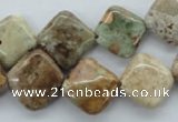 CAG1970 15.5 inches 14*14mm diamond green magic agate beads