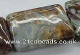 CAG1983 15.5 inches 25*35mm rectangle green magic agate beads