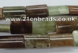 CAG1984 15.5 inches 10*15mm flat tube green magic agate beads