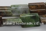 CAG1988 15.5 inches 15*20mm flat tube green magic agate beads