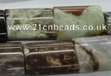 CAG1989 15.5 inches 18*25mm flat tube green magic agate beads