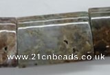 CAG1991 15.5 inches 25*35mm flat tube green magic agate beads