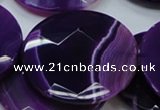CAG205 15.5 inches 50mm faceted coin purple agate gemstone beads