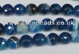CAG2104 15.5 inches 8mm faceted round blue line agate beads