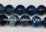 CAG2106 15.5 inches 12mm faceted round blue line agate beads