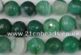 CAG2115 15.5 inches 12mm faceted round green line agate beads