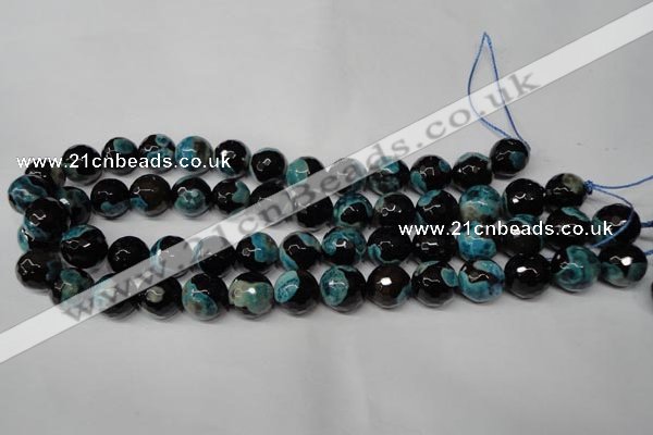 CAG2285 15.5 inches 14mm faceted round fire crackle agate beads
