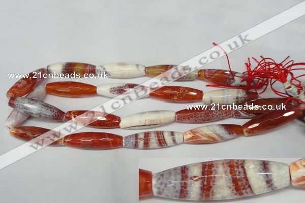 CAG2293 15.5 inches 12*40mm faceted rice fire crackle agate beads