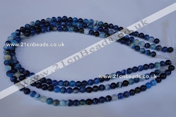 CAG2343 15.5 inches 10mm round blue line agate beads wholesale
