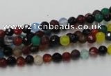 CAG2350 15.5 inches 4mm faceted round multi colored agate beads