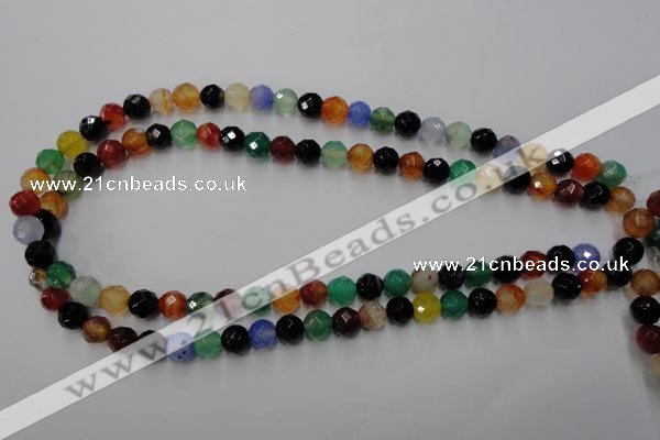 CAG2352 15.5 inches 8mm faceted round multi colored agate beads
